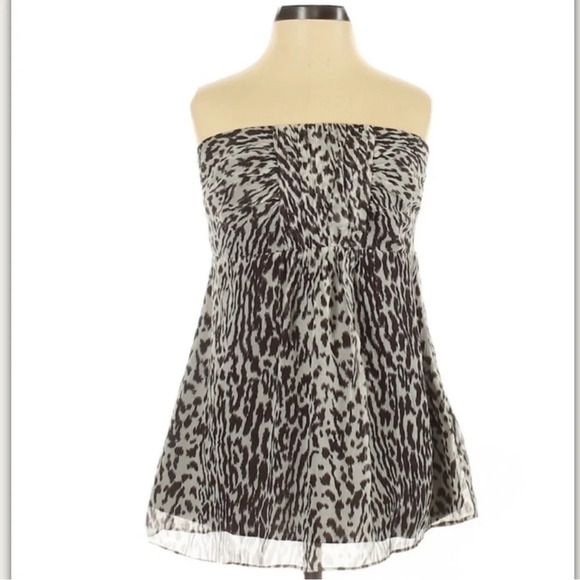 NWT Banana Republic Silk Leopard Animal Strapless Empire Top Babydoll Y2K 90s - Picture 2 of 13